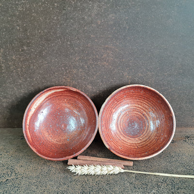 Fiery Shino Red Rice Bowls