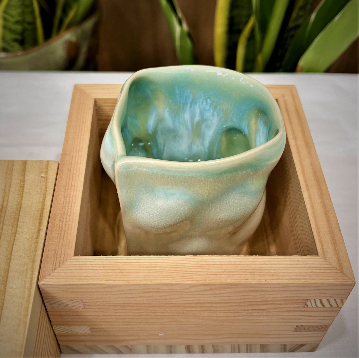 Flow Sake Cups (a pair, with wooden boxes)