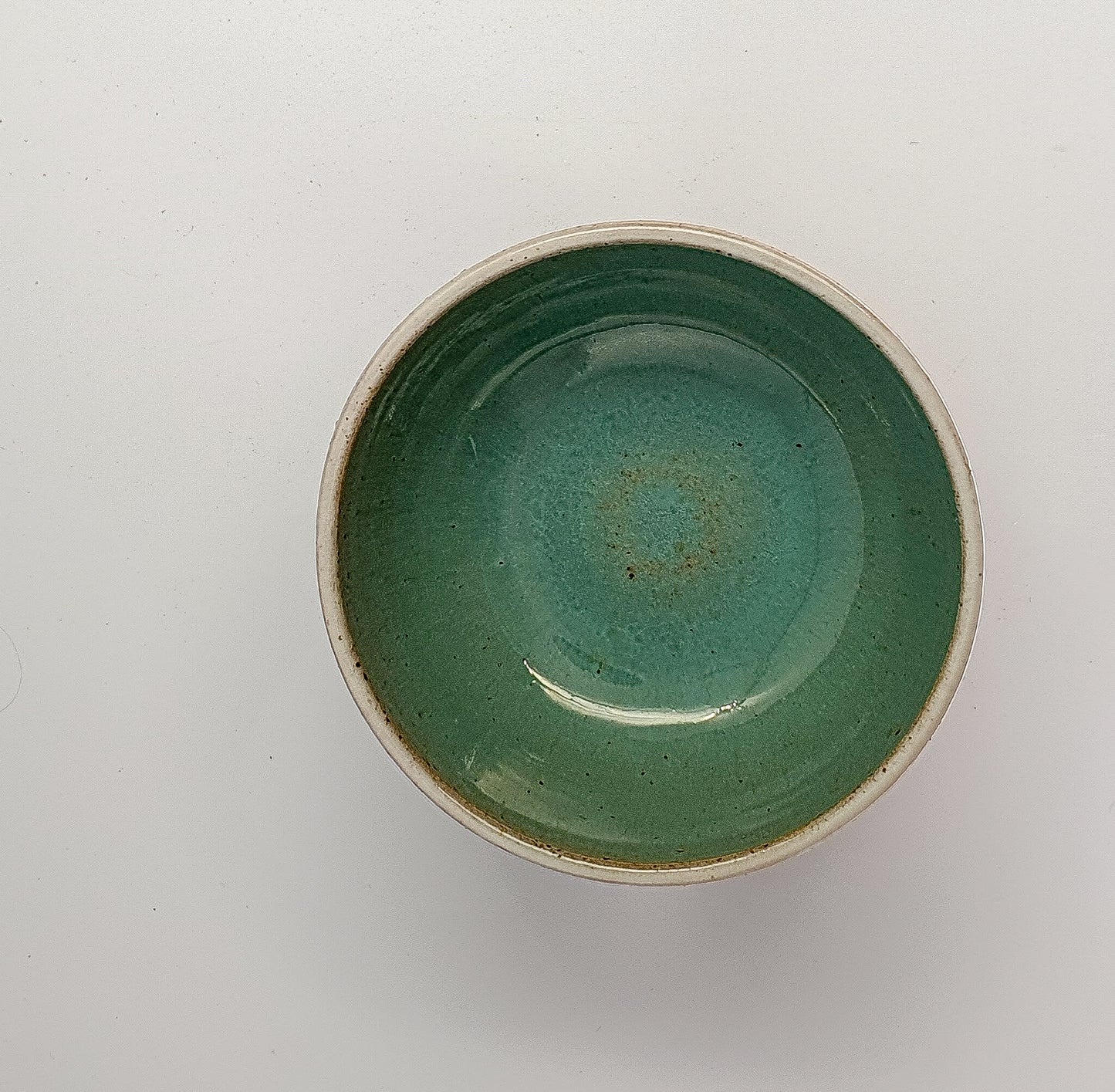 Pair of Green Brown and White Cereal Bowls