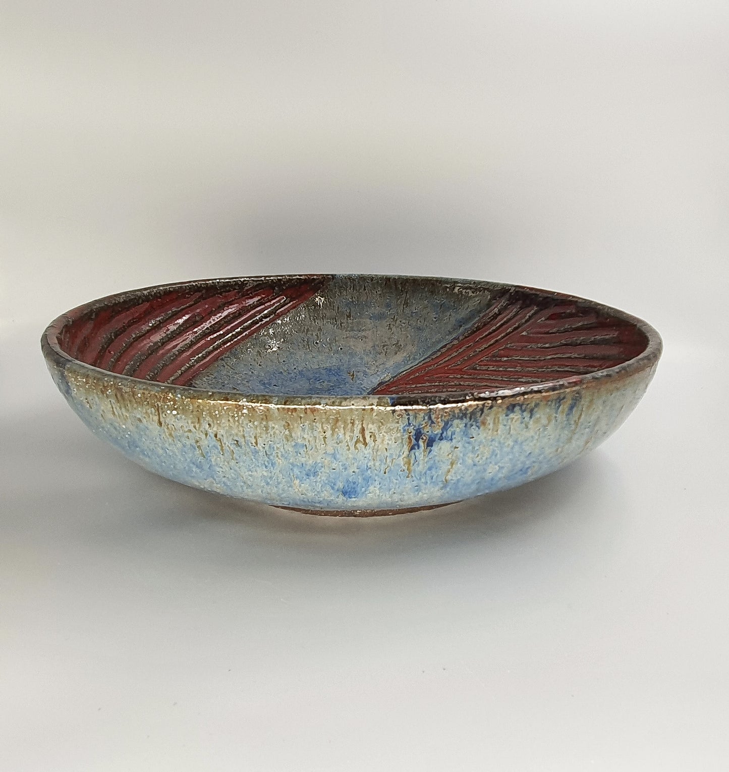 Blue and Red Serving Bowl