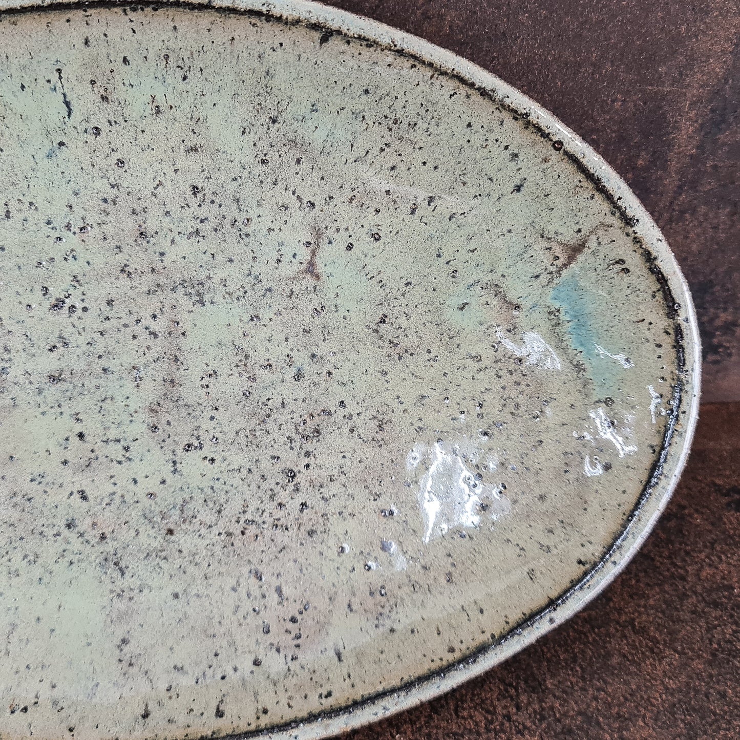 "Hint of Green" Oval Bowl