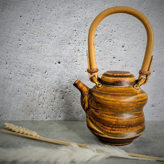Tenmoku Series: Tea Pot I with Cane Handle