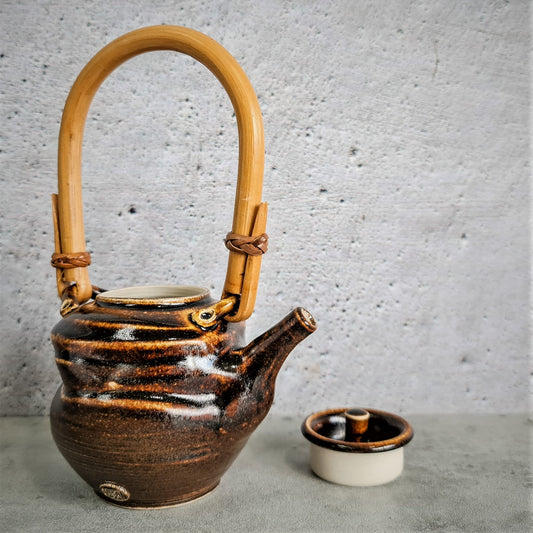 Tenmoku Series: Tea Pot II with Cane Handle