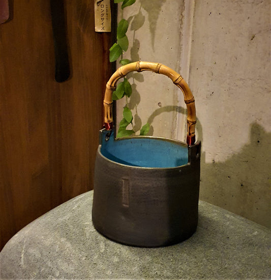 Blue Orient Rice Server / Bucket (with cane handle)